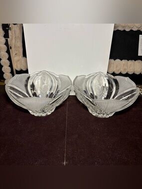 Pair of Clear Glass Tulip Bowls